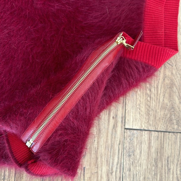 Louis Vuitton Burgandy Wool and Brushed Cashmere with Leather Accent Sweater - Picture 6 of 11